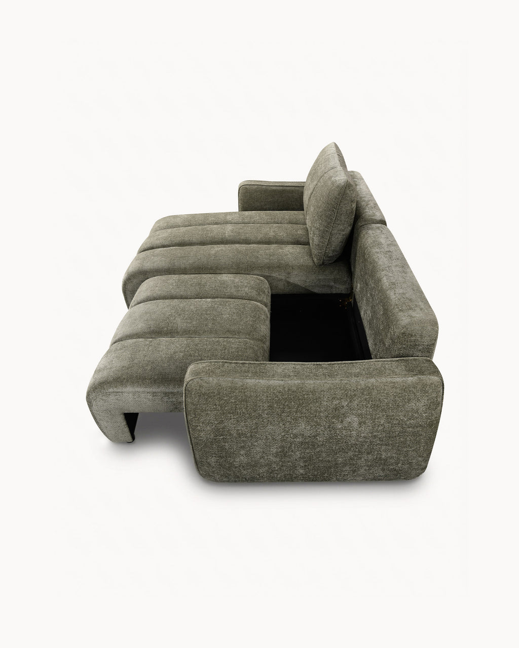 Sofá chaise longue reversível TANK com cama e baús
