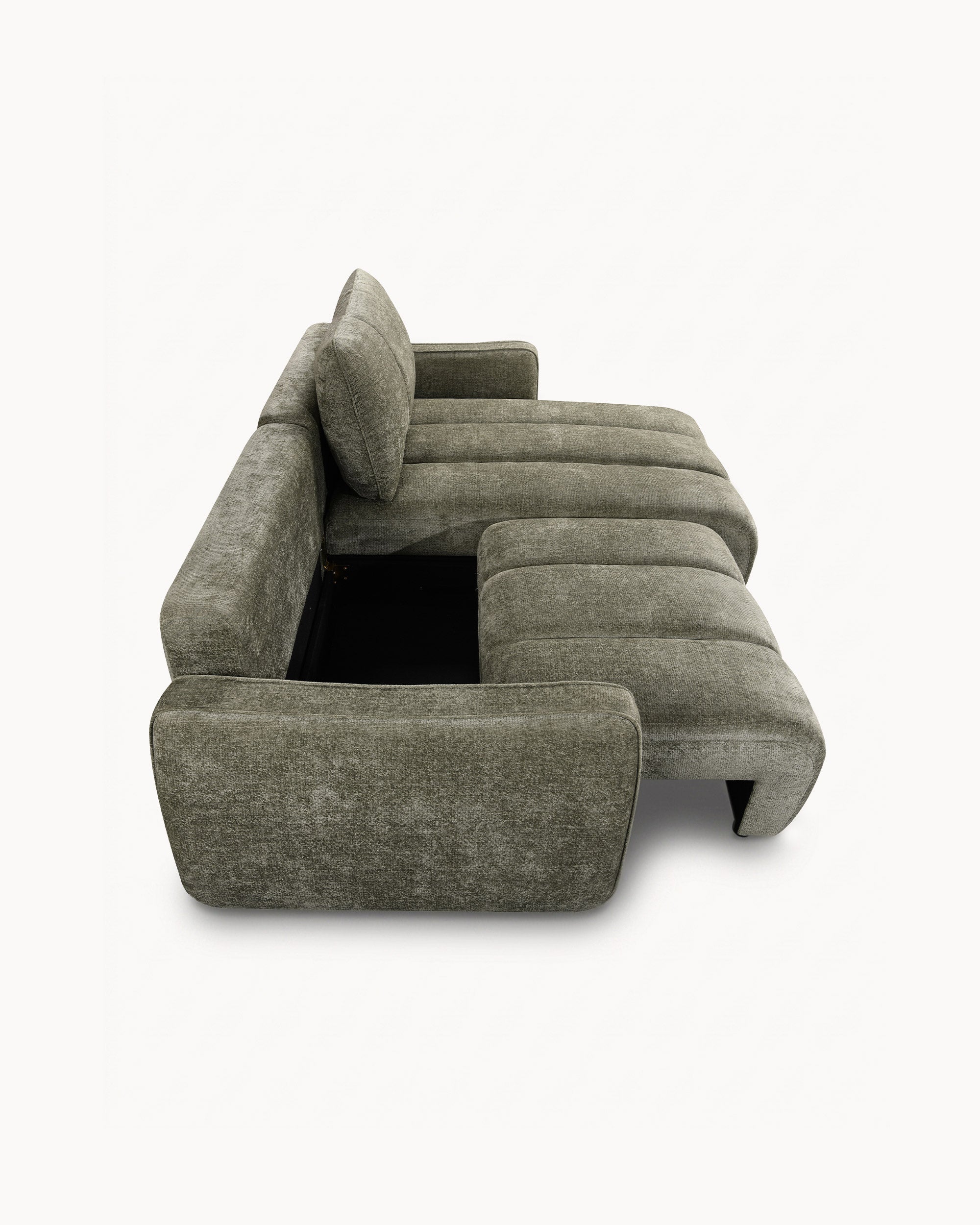 Sofá chaise longue reversível TANK com cama e baús