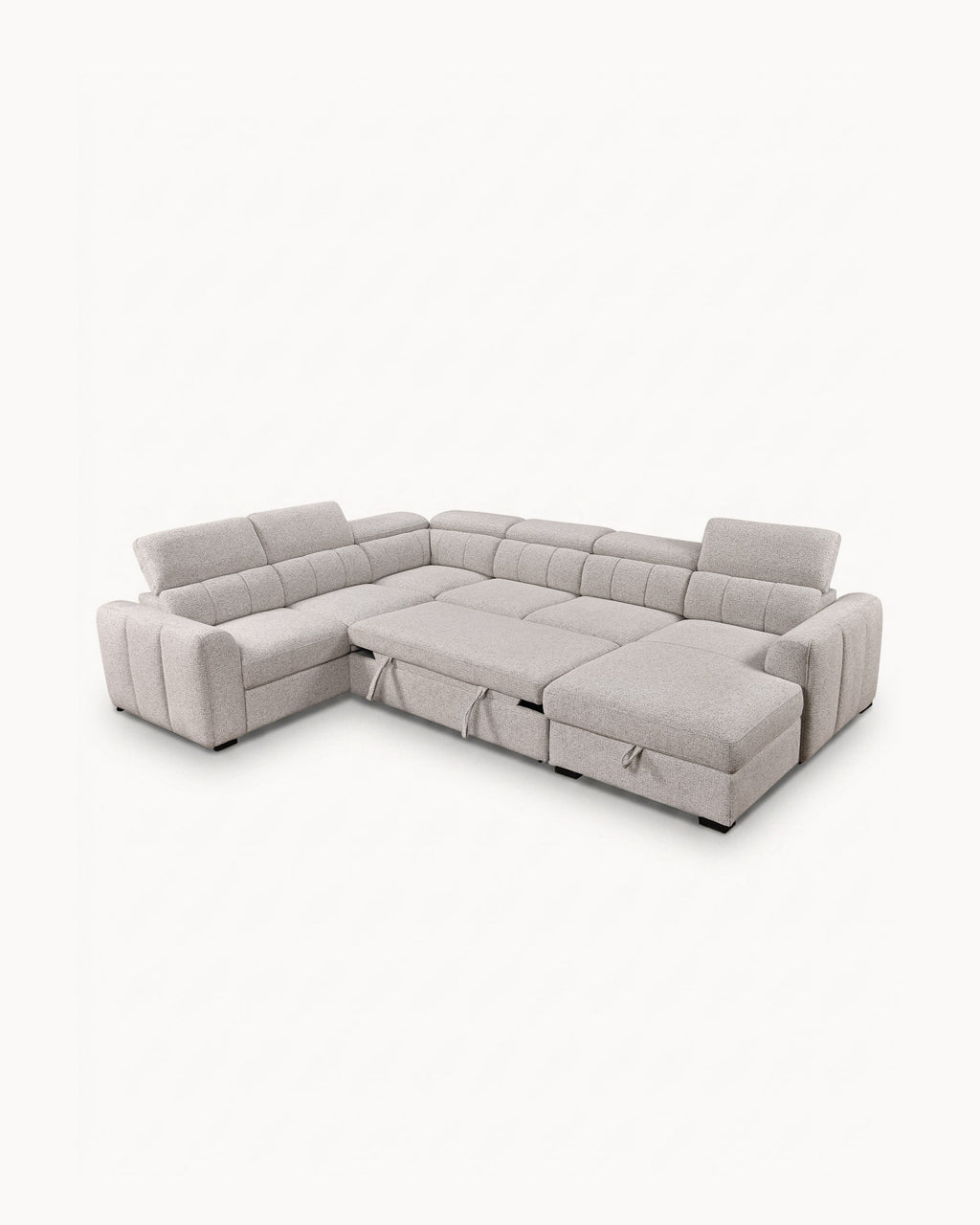 Sofá de canto VIKA com chaise longue,cama e baú