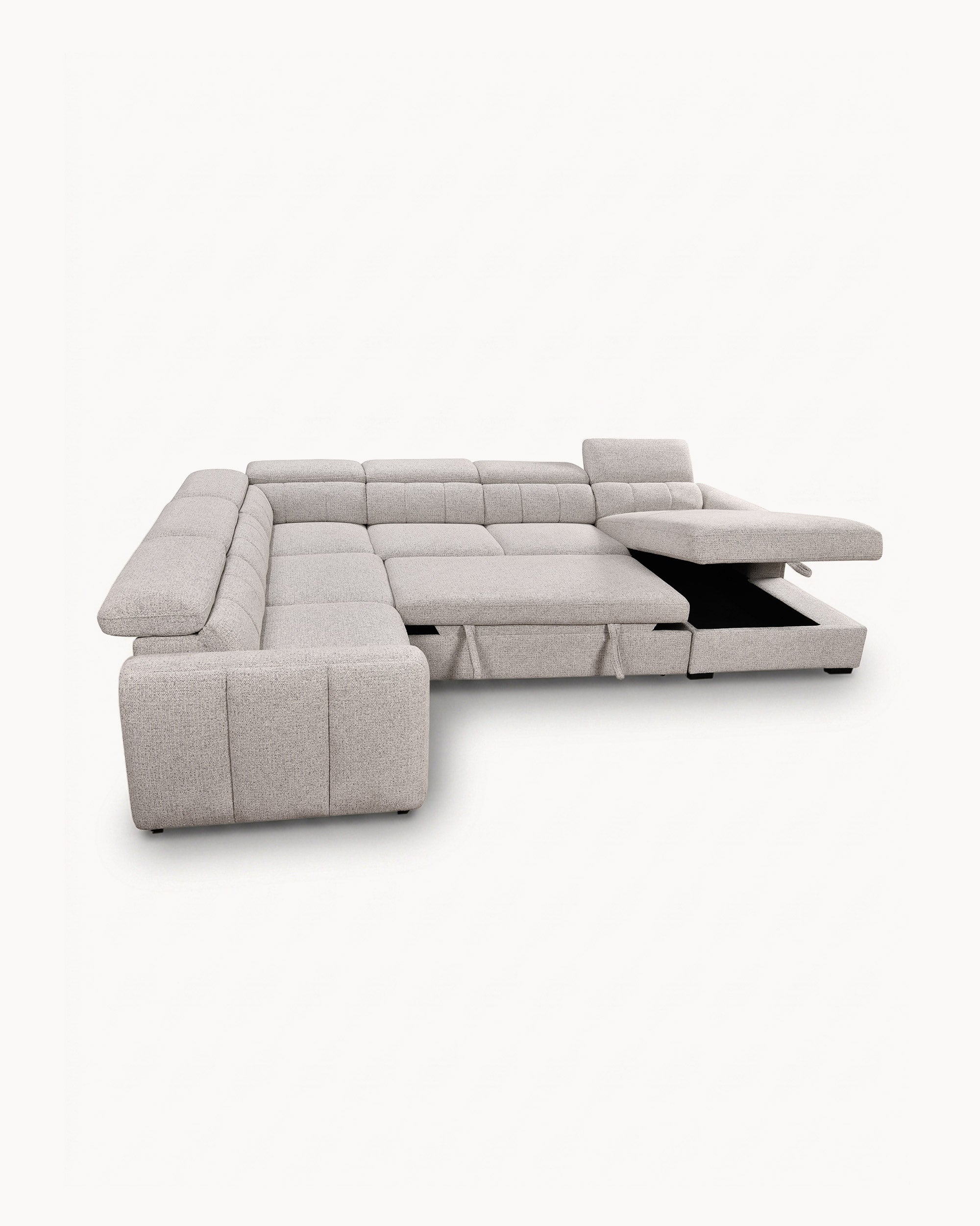 Sofá de canto VIKA com chaise longue,cama e baú