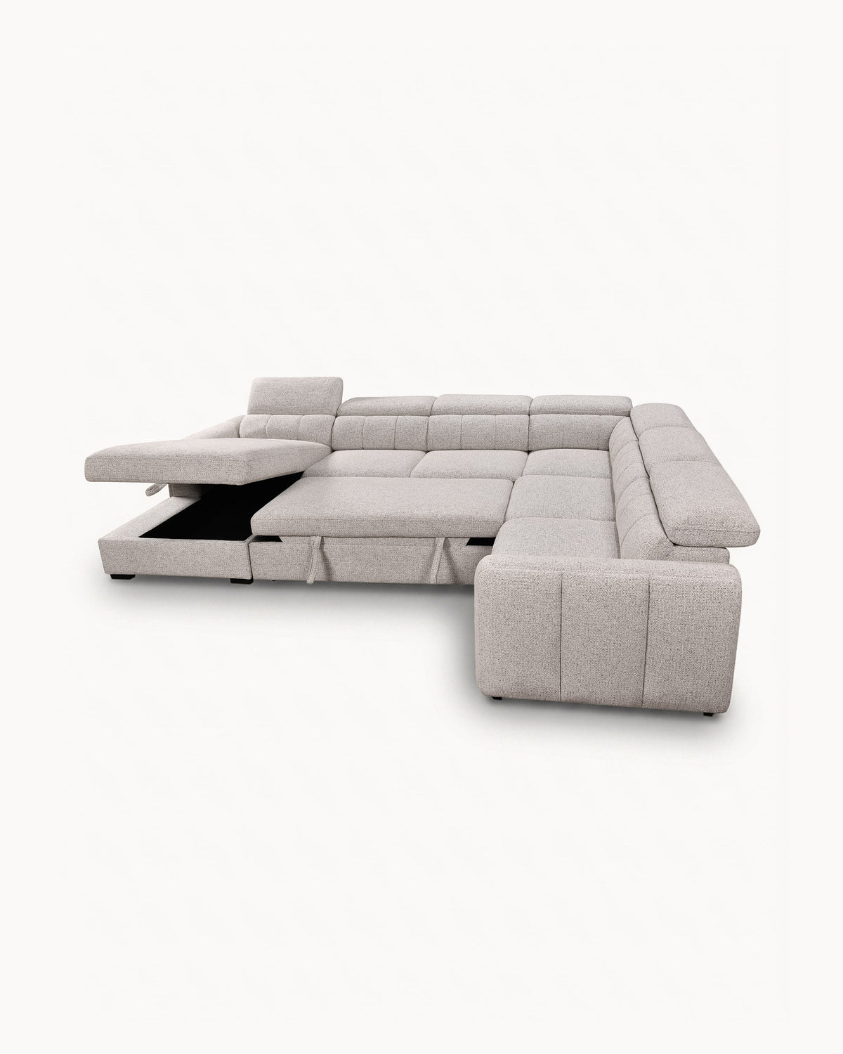 Sofá de canto VIKA com chaise longue,cama e baú