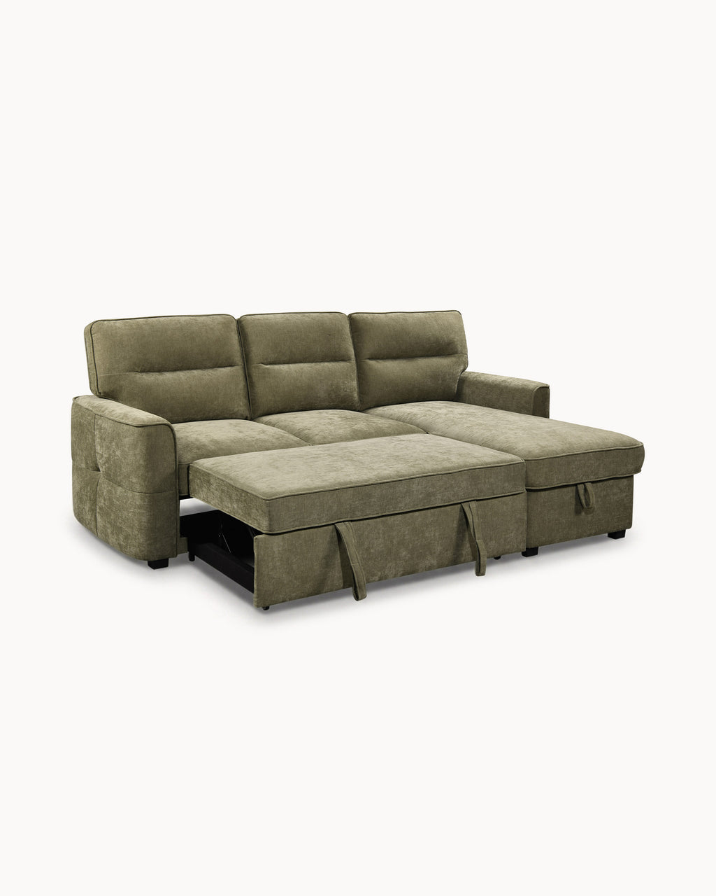 Sofá chaise lounge reversível POLINA com cama e baú