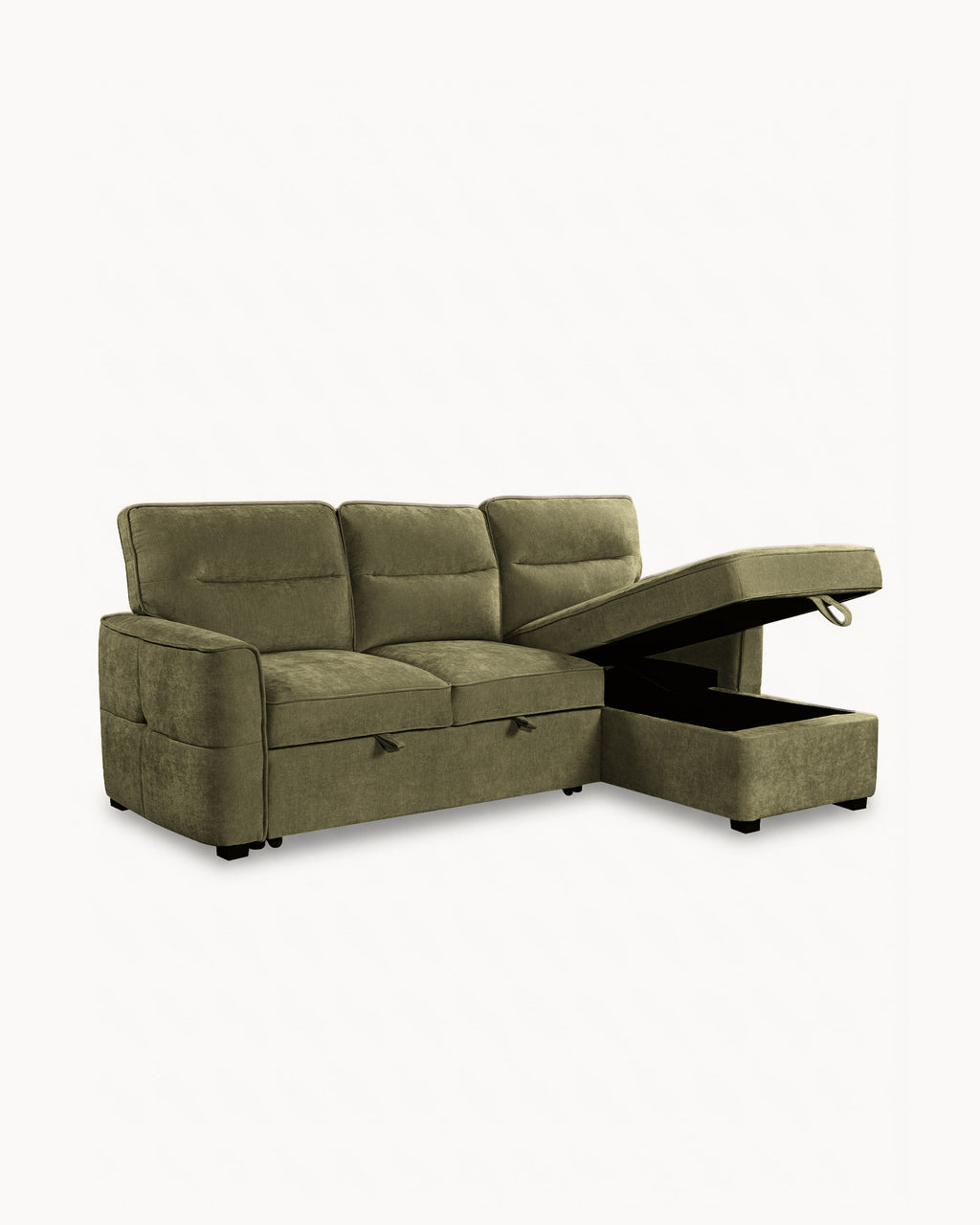 Sofá chaise lounge reversível POLINA com cama e baú