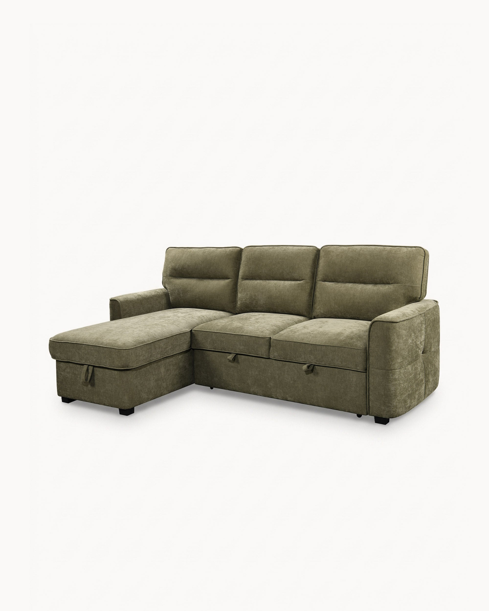 Sofá chaise lounge reversível POLINA com cama e baú