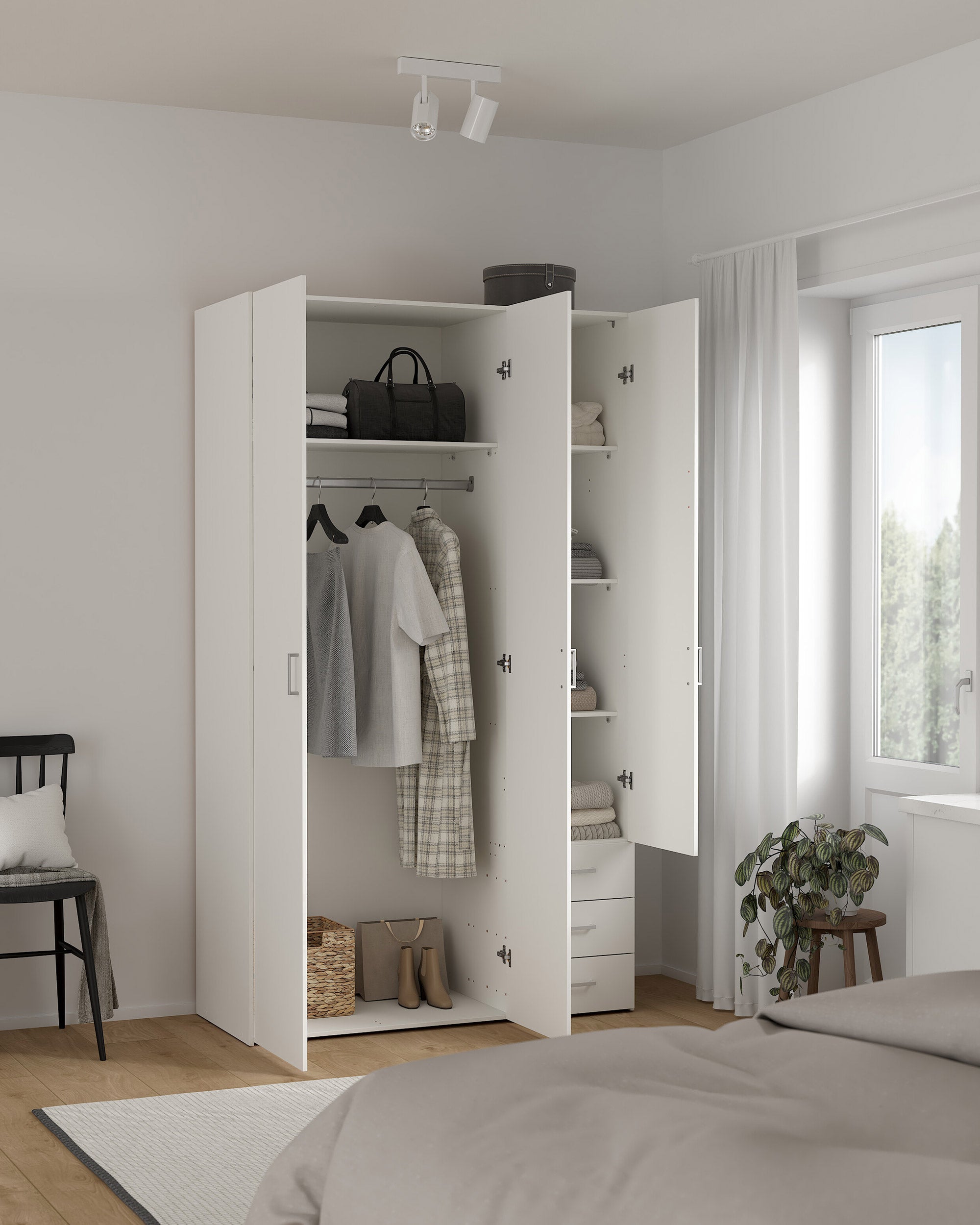 SOAJO wardrobe with 3 doors and 3 drawers