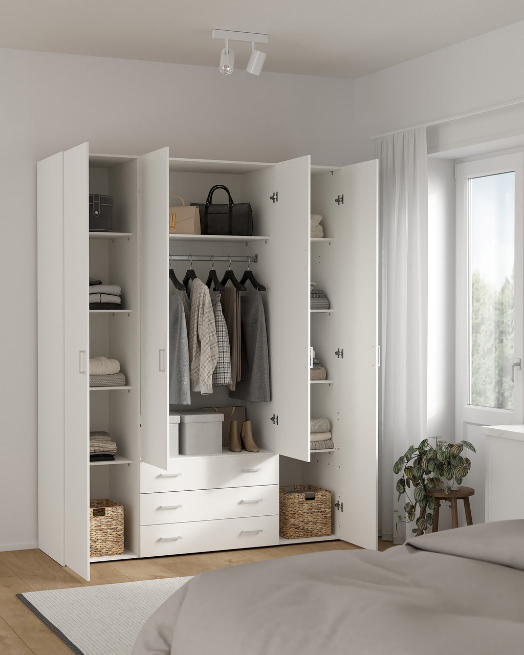 Soajo wardrobe with 4 doors and 3 drawers