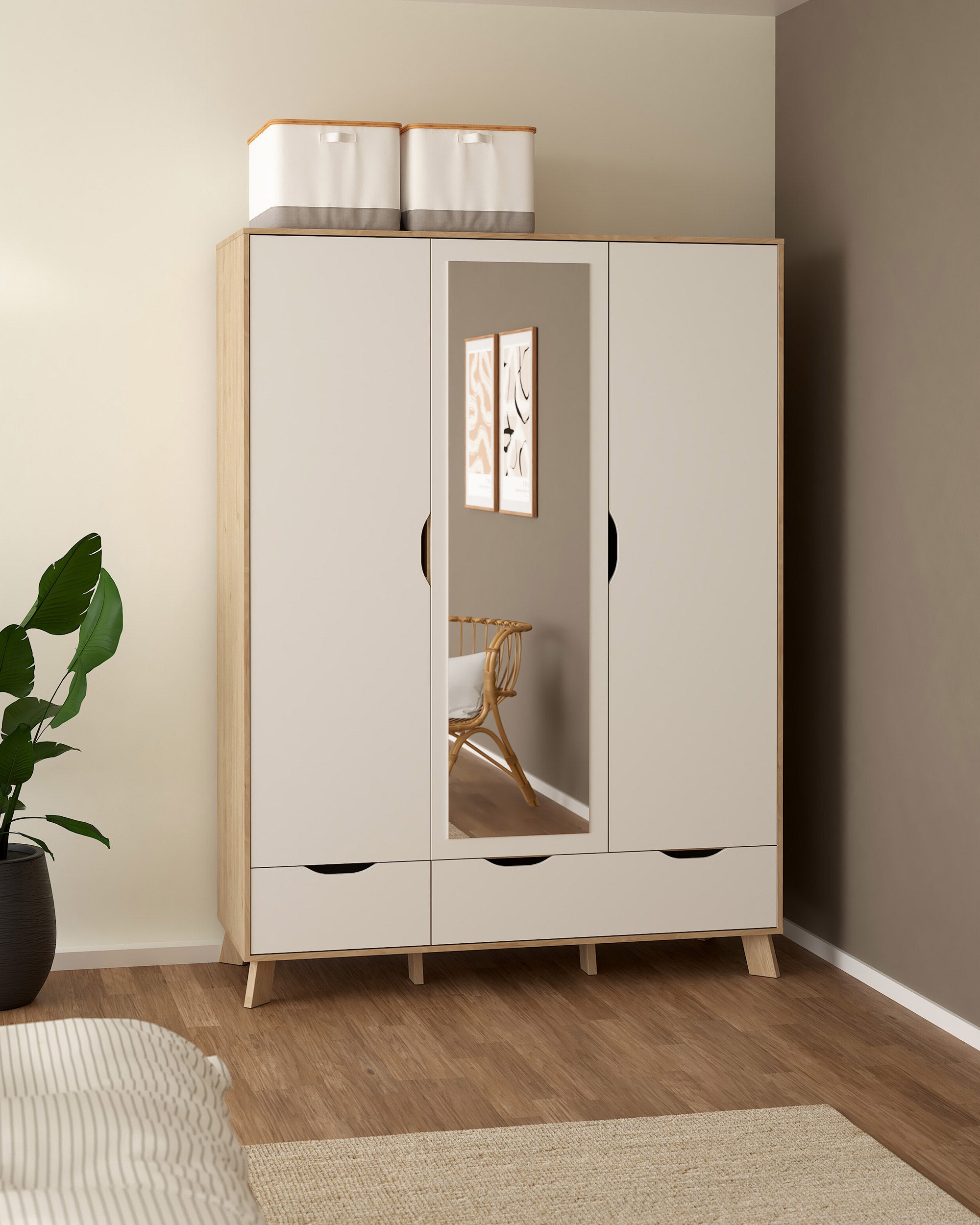 ATALAIA wardrobe with mirror, 3 doors and 2 drawers