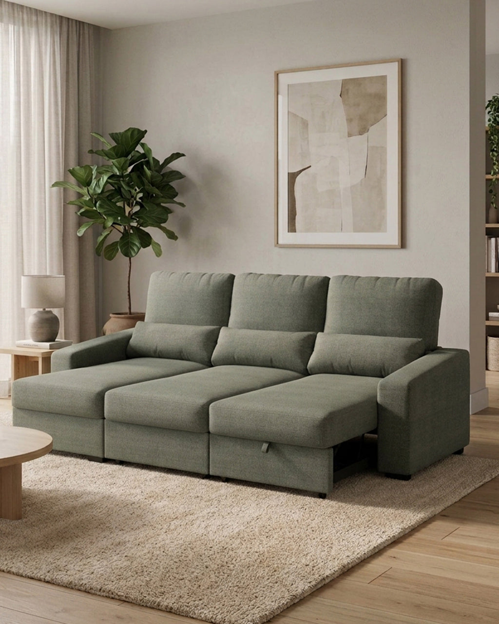 ALABAMA reversible chaise longue sofa with bed and storage box