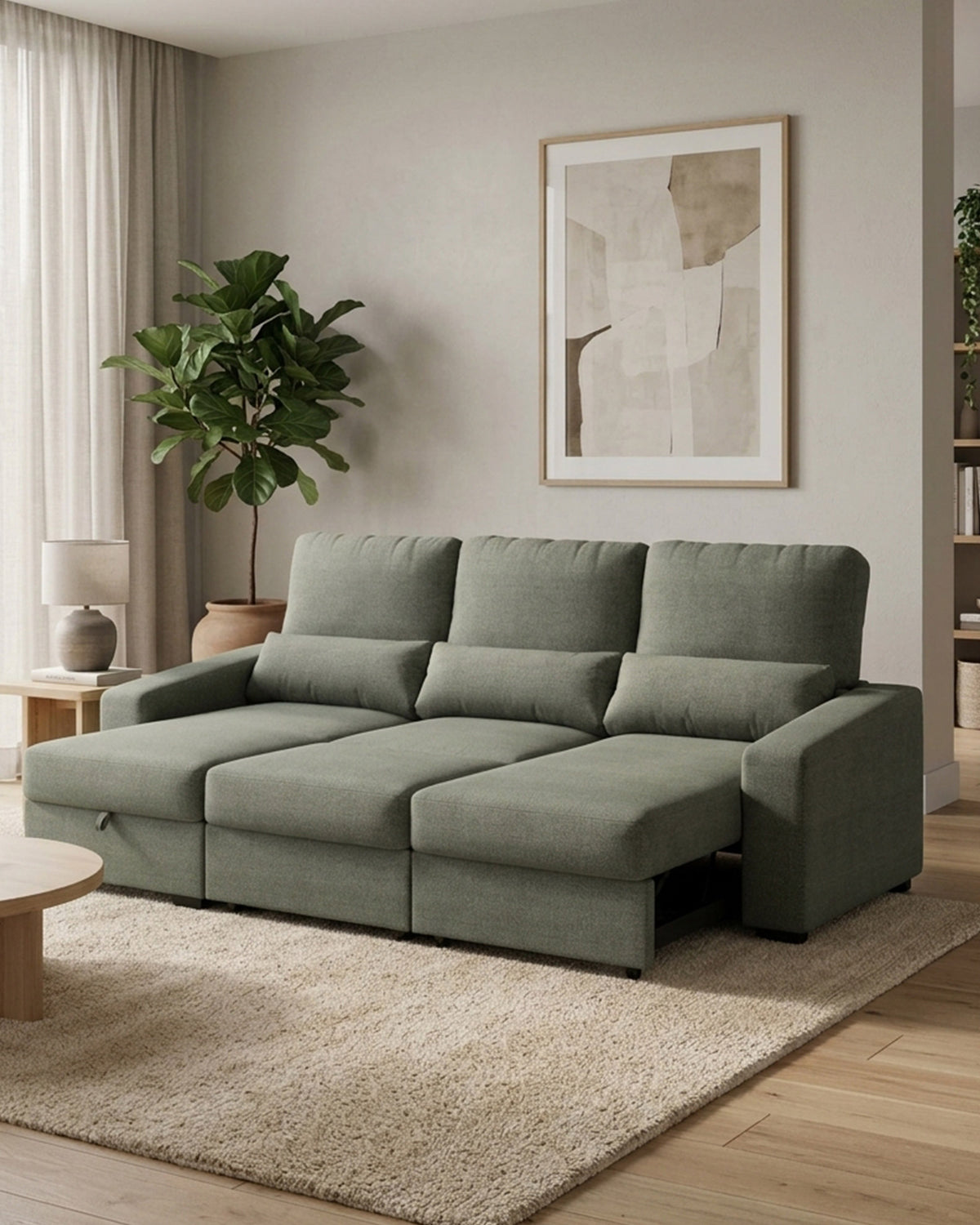 ALABAMA reversible chaise longue sofa with bed and storage box
