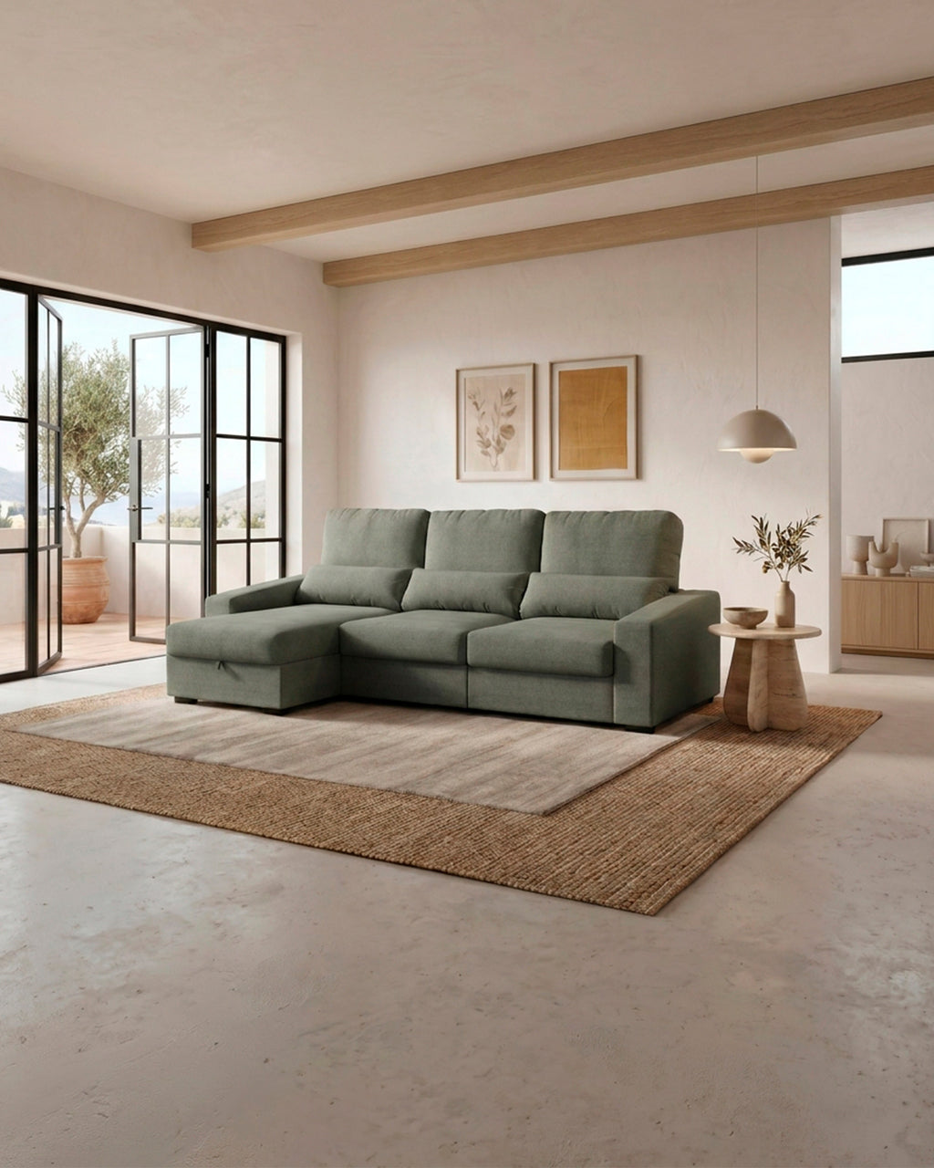 ALABAMA reversible chaise longue sofa with bed and storage box
