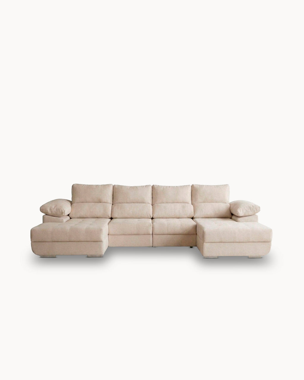 Sofá com dupla chaise longue CORNITO com baús e cama