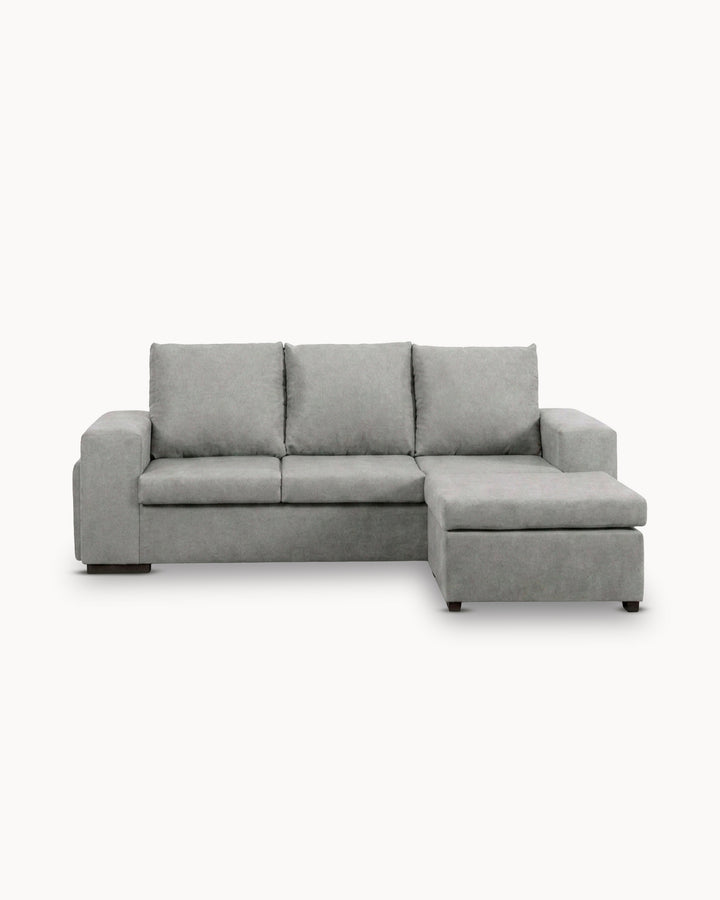 Sofá chaise lounge reversível CASTELO com puffs