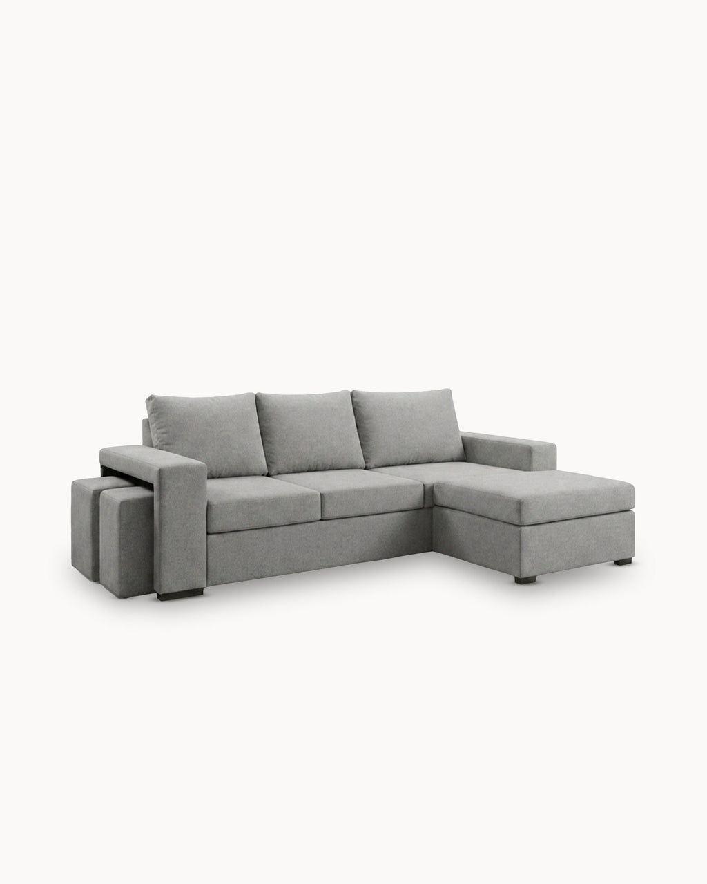 Sofá chaise lounge reversível CASTELO com puffs