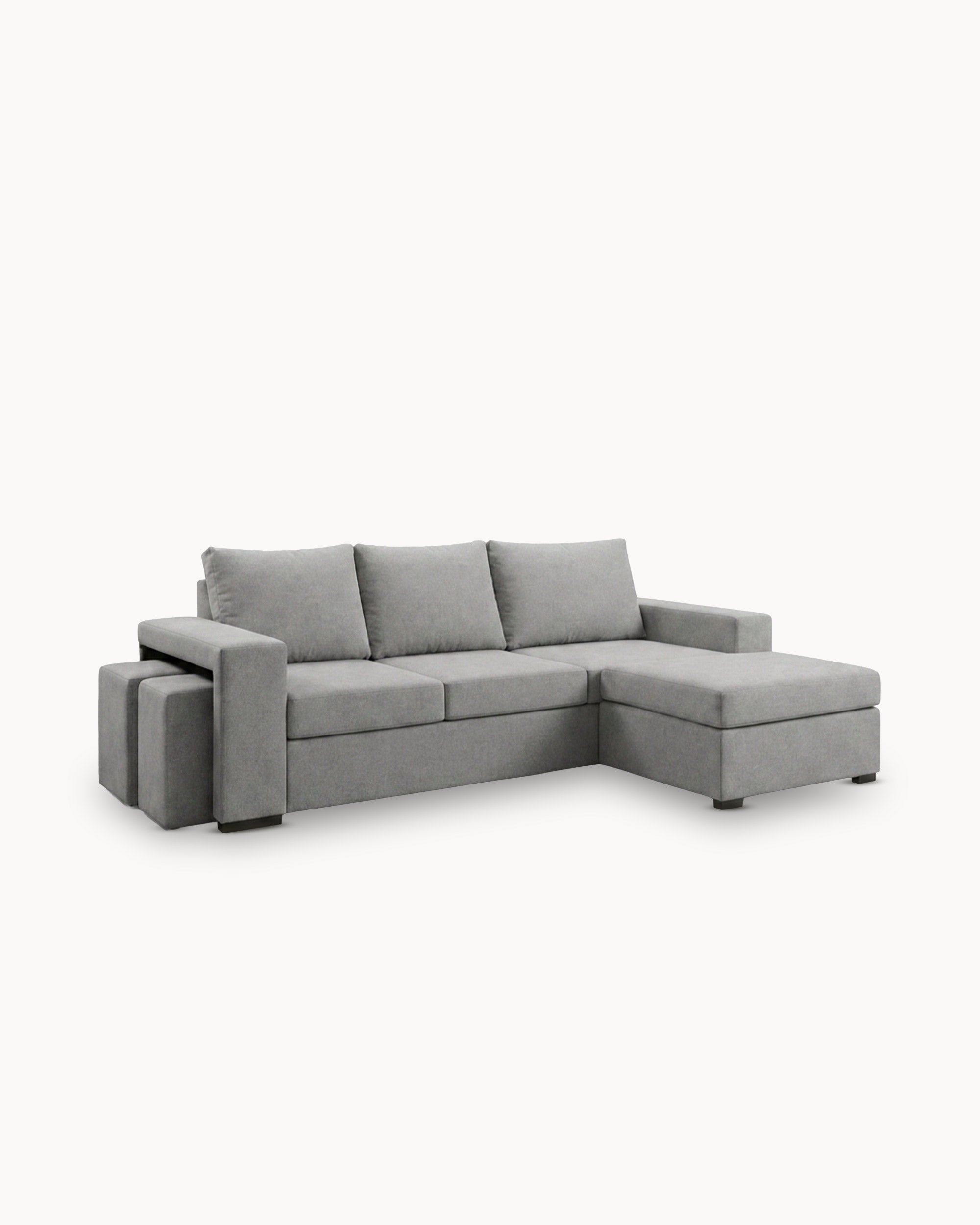 Sofá chaise lounge reversível CASTELO com puffs