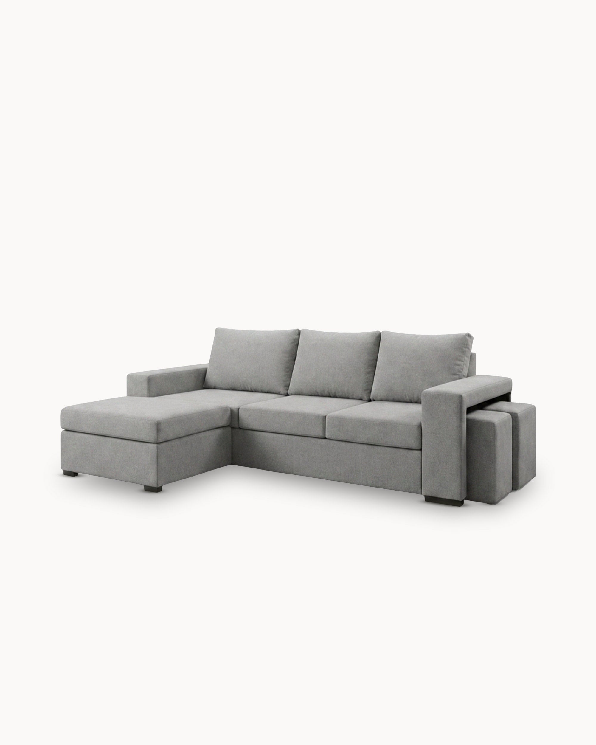 Sofá chaise lounge reversível CASTELO com puffs