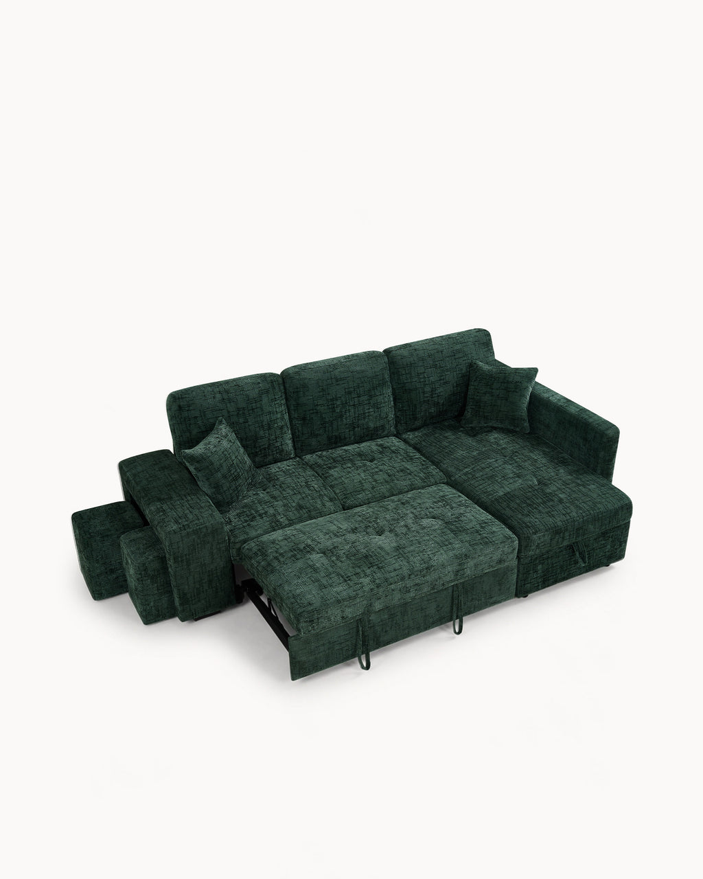STACY II chaise longue sofa with bed, storage and ottomans