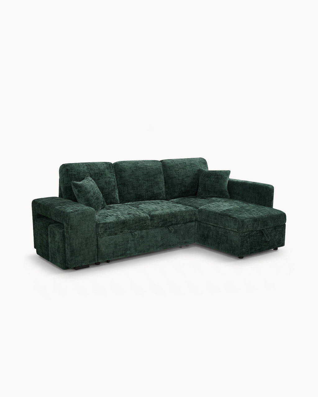 STACY II chaise longue sofa with bed, storage and ottomans