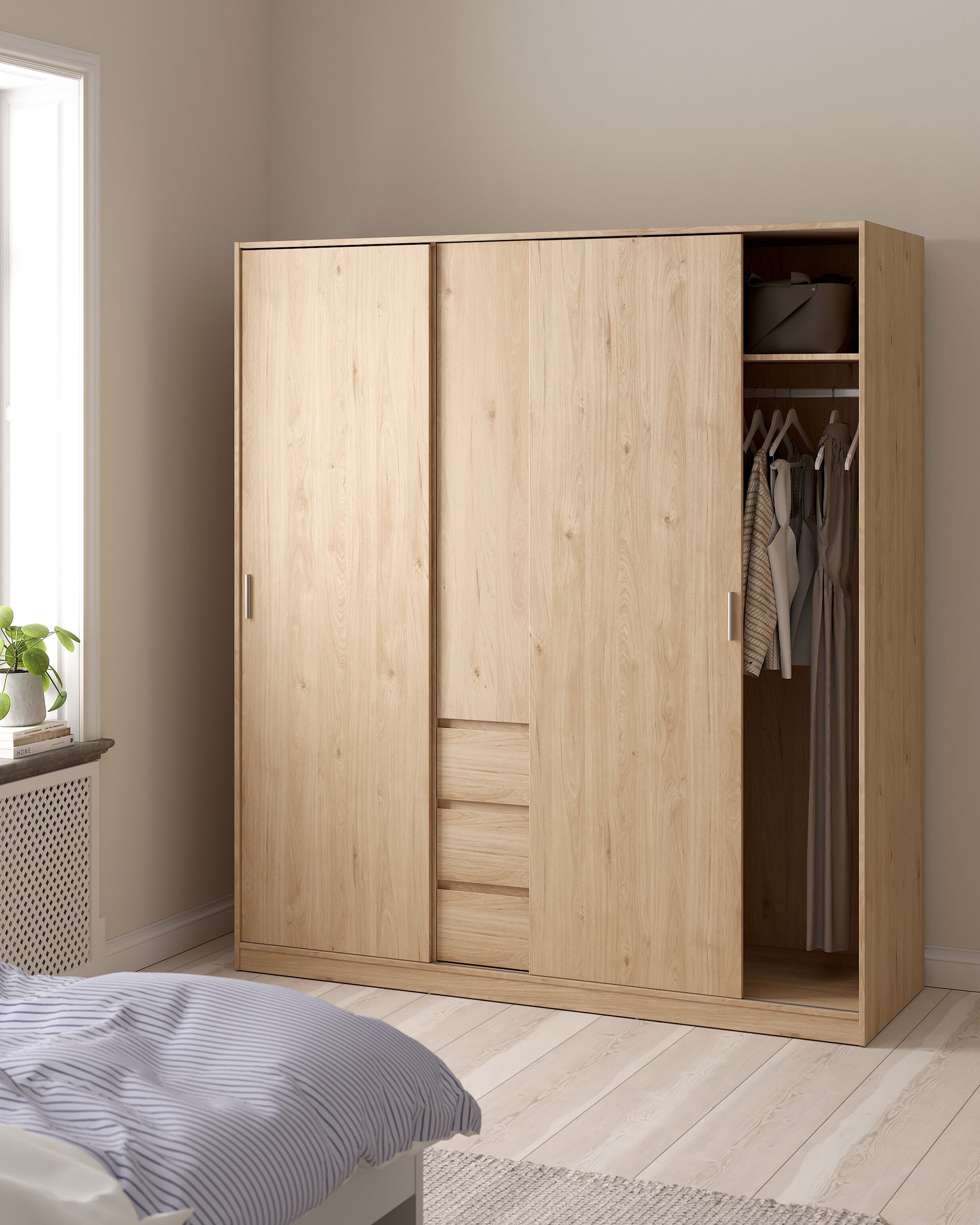 NEW MATRIX SHINY Wardrobe with 3 doors and 3 drawers