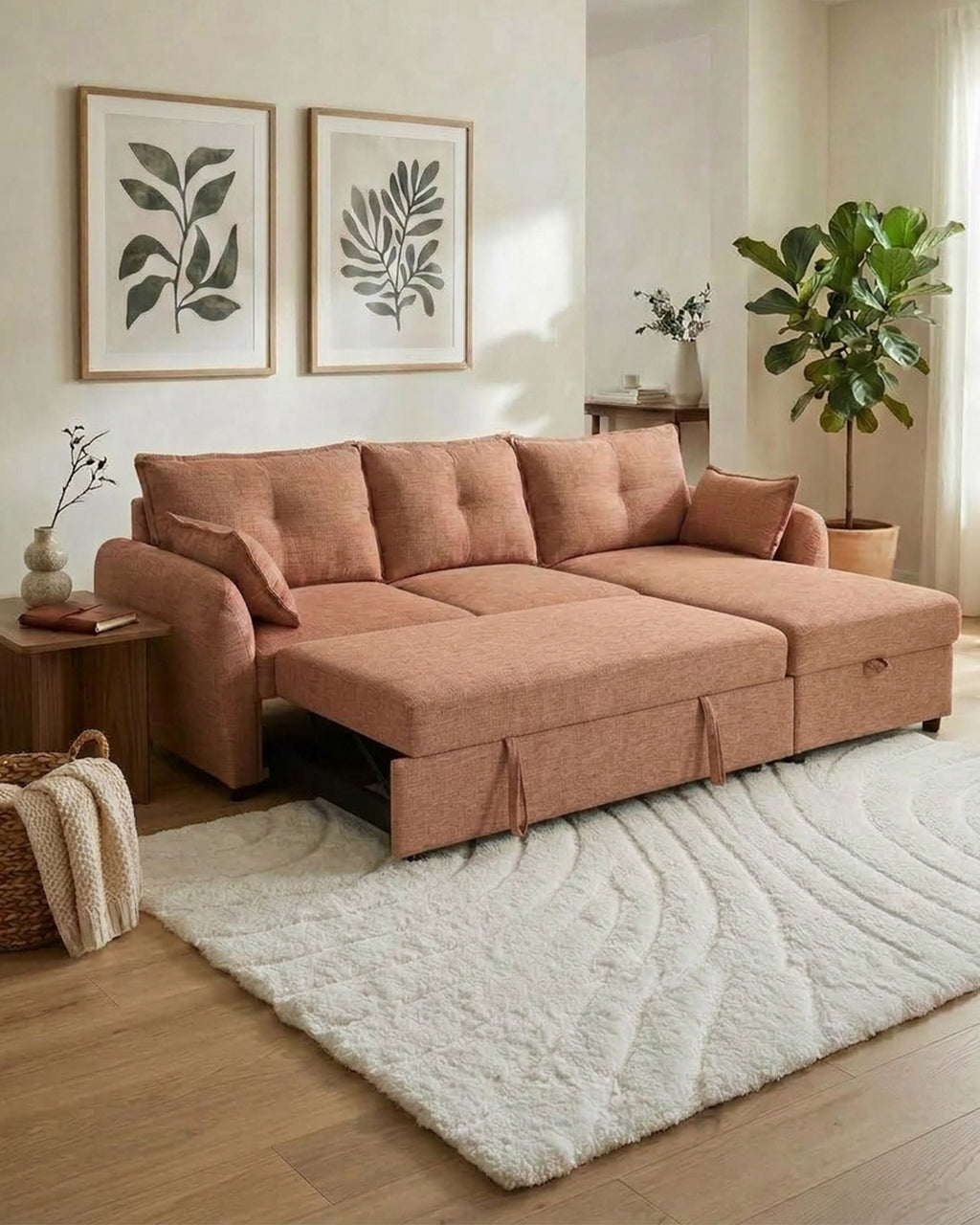 Sofá chaise longue ISADORA com cama e baú