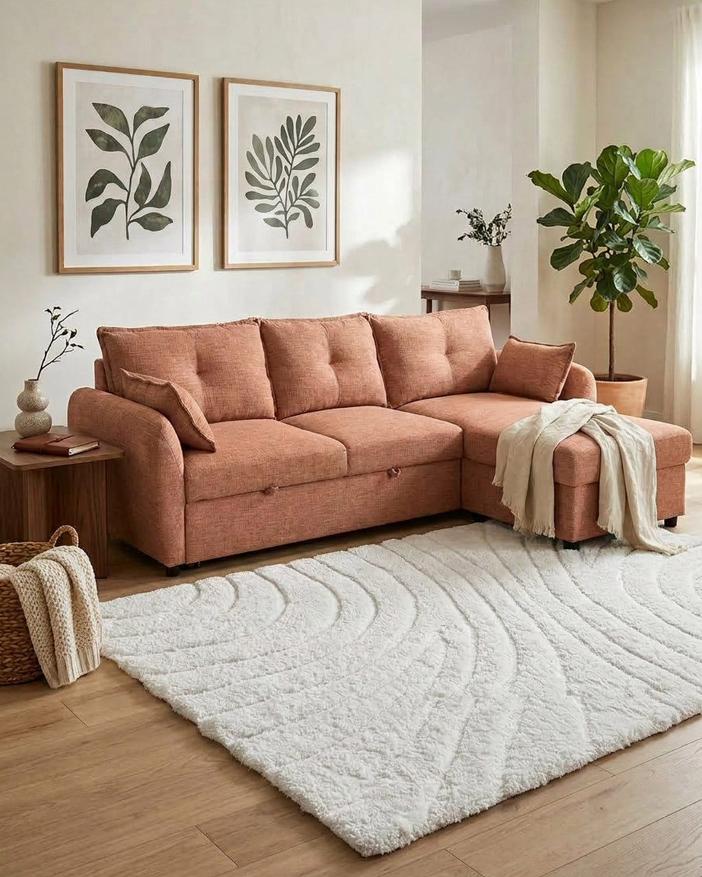 Sofá chaise longue ISADORA com cama e baú