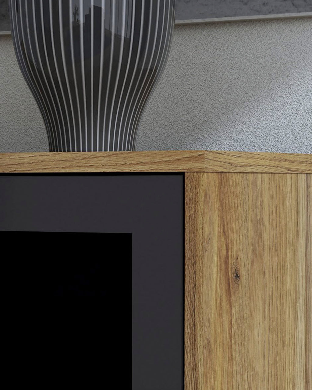 NERO display cabinet with 2 doors and 2 drawers