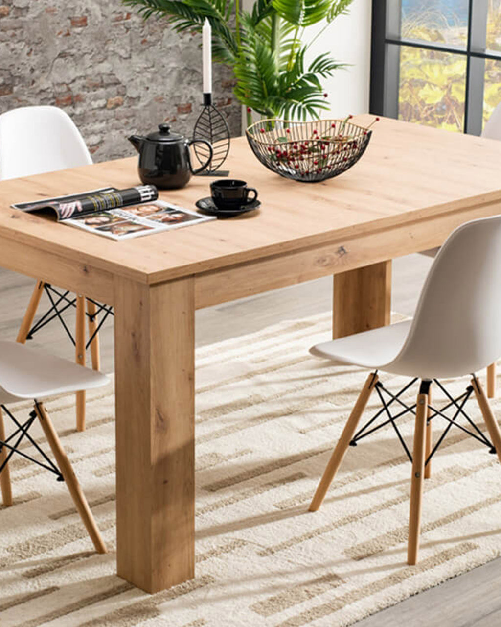 Extendable table OSCAR + 4 chairs DENVER II set