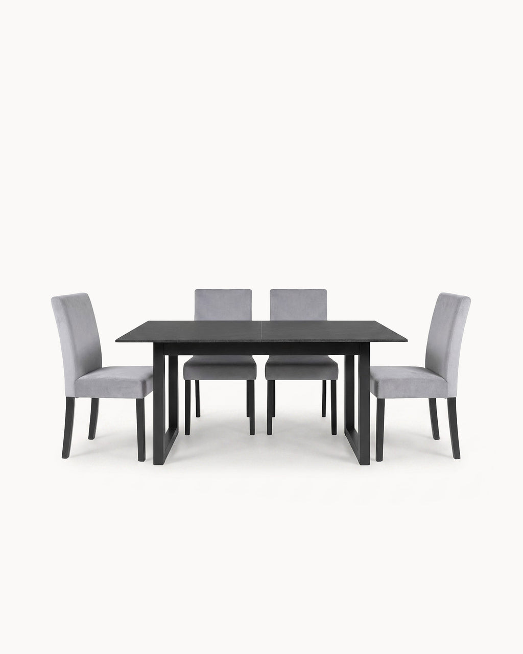 AUSTIN extendable dining table + 4 JULE chairs with embroidered backs