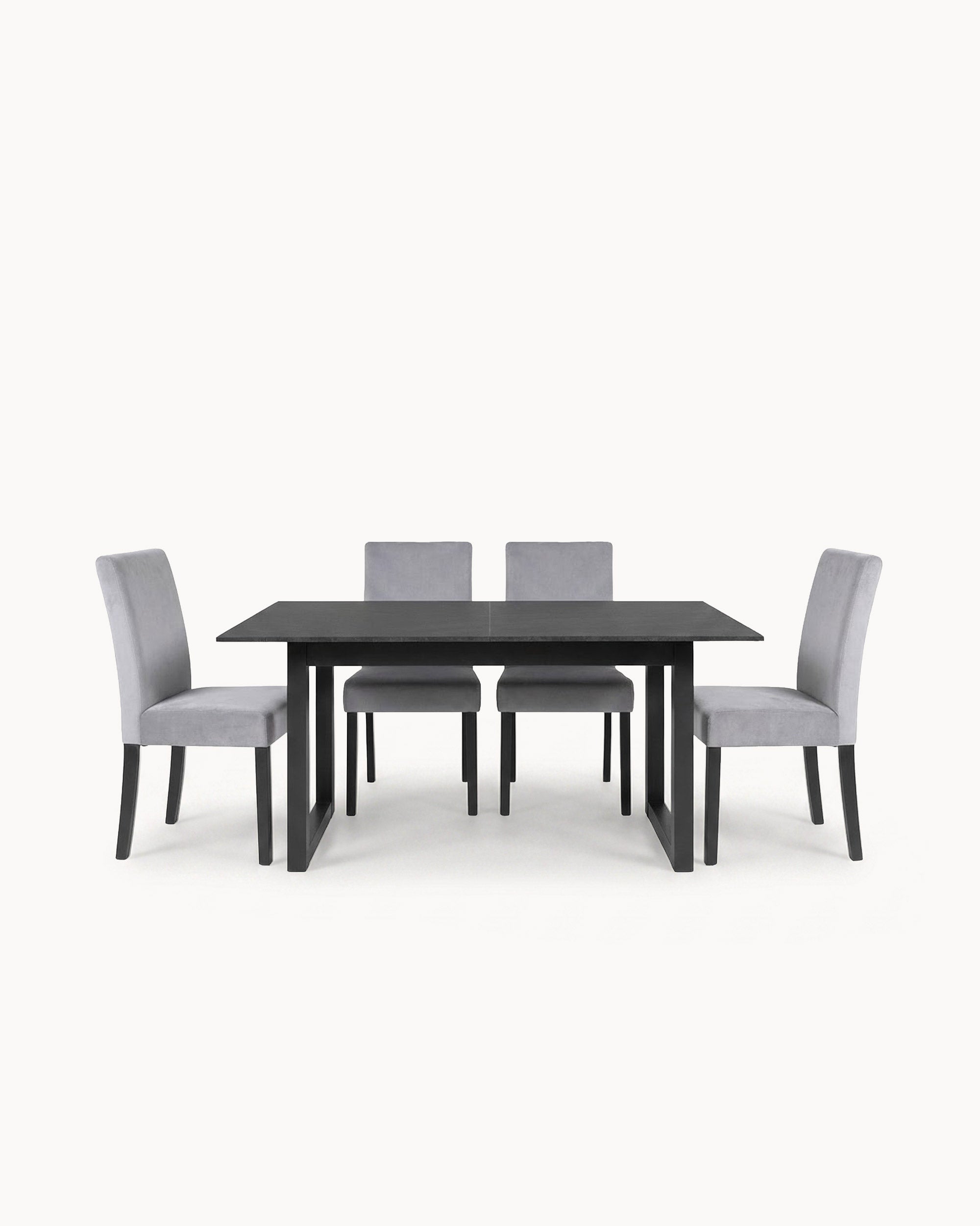 AUSTIN extendable dining table + 4 JULE chairs with embroidered backs