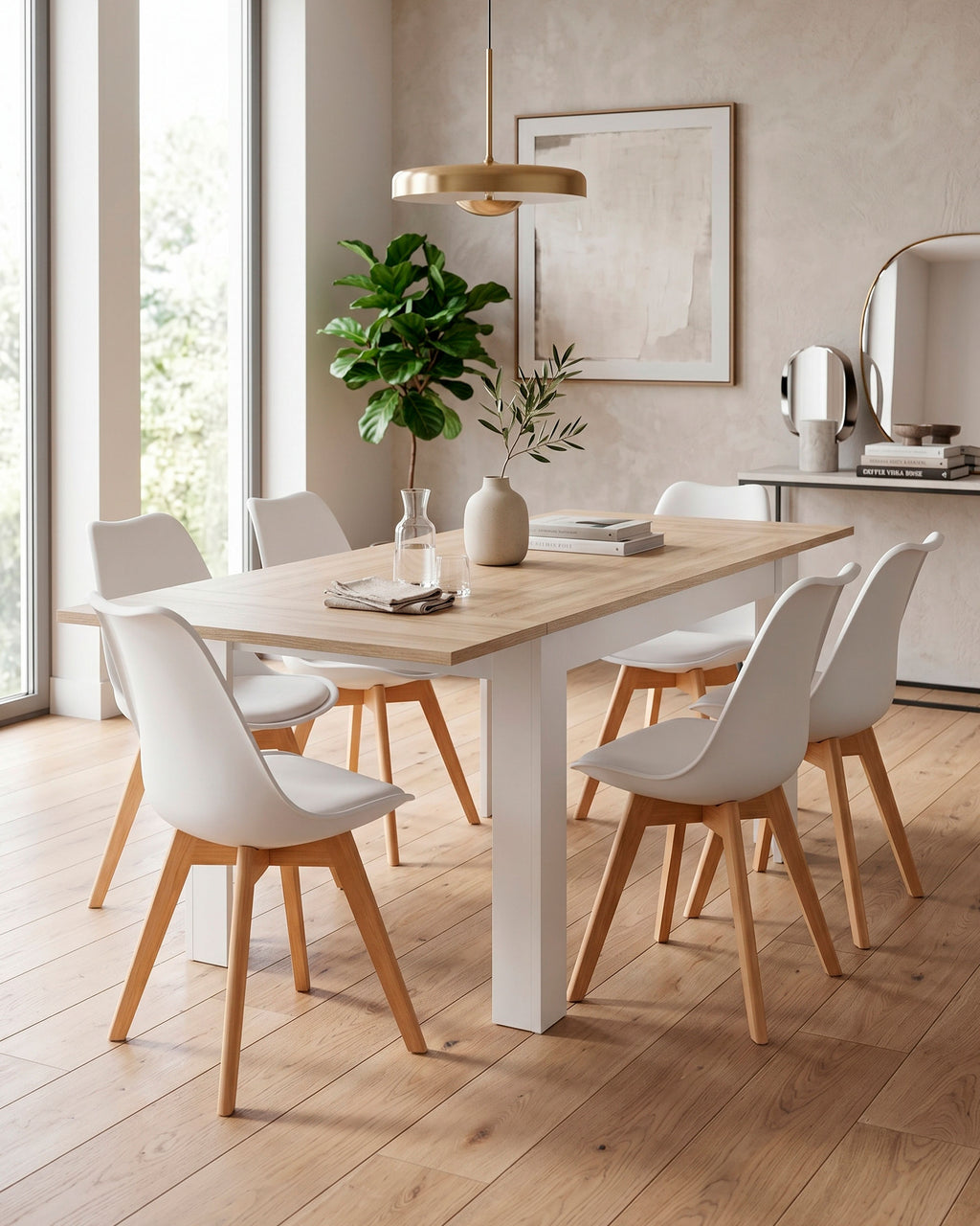 Pack mesa extensible BARCELONA + 6 sillas SOPHIE