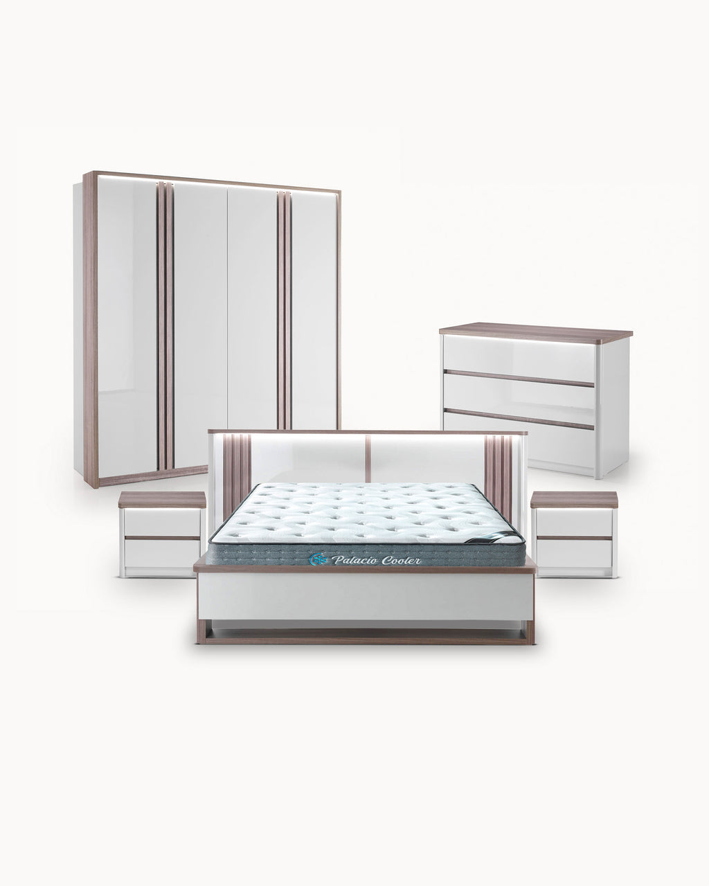 Pack quarto de casal PESARO com LED