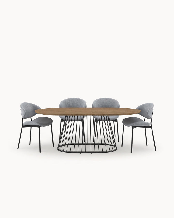 Pack mesa rectangular ODEON + 4 sillas EMMA