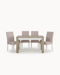 PARIS extendable table + 4 JULE chairs with embroidered backs