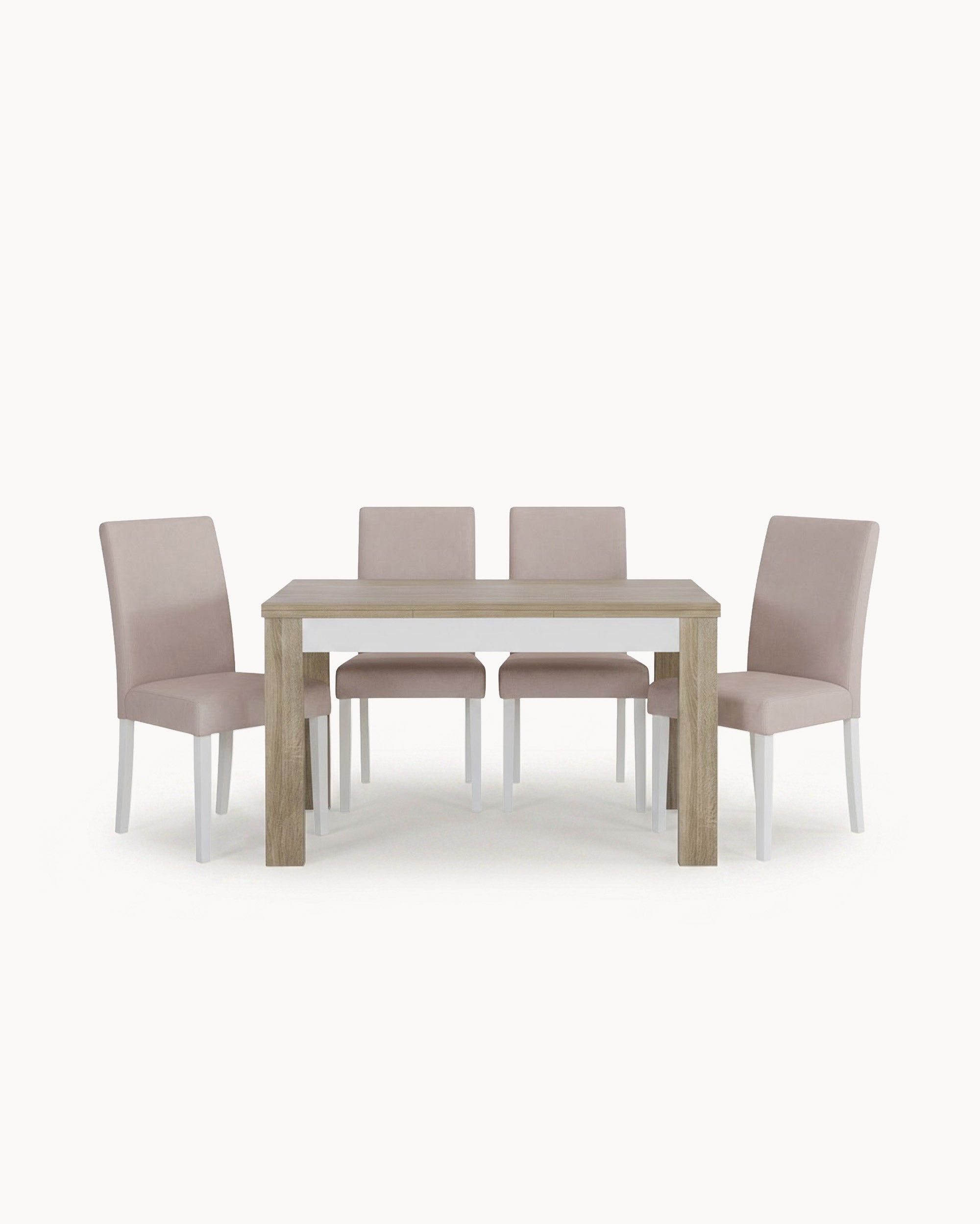 PARIS extendable table + 4 JULE chairs with embroidered backs