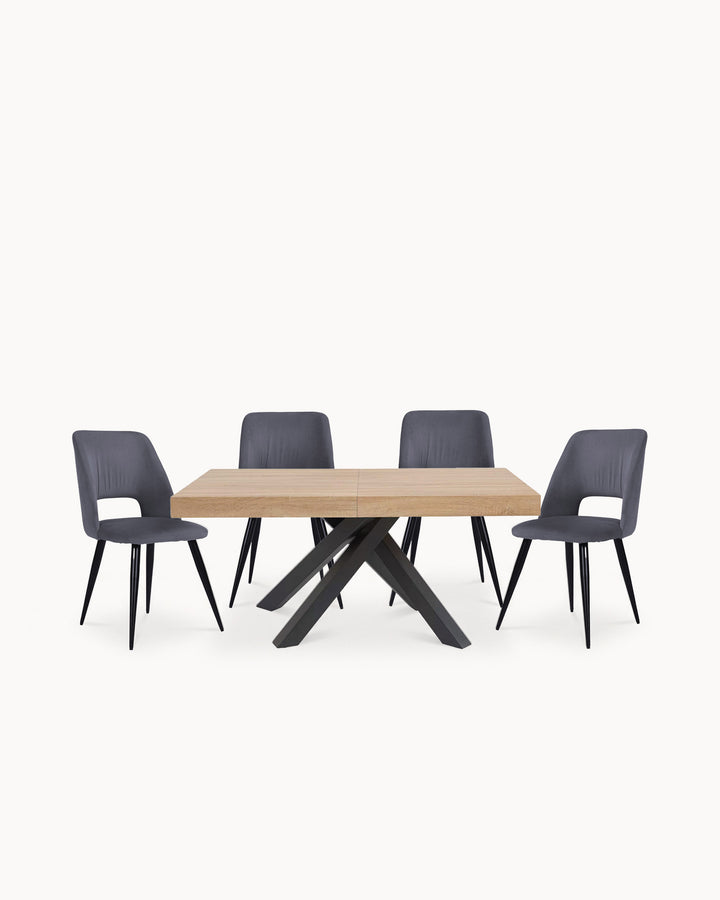ADAM extendable table + 4 IVY chairs set