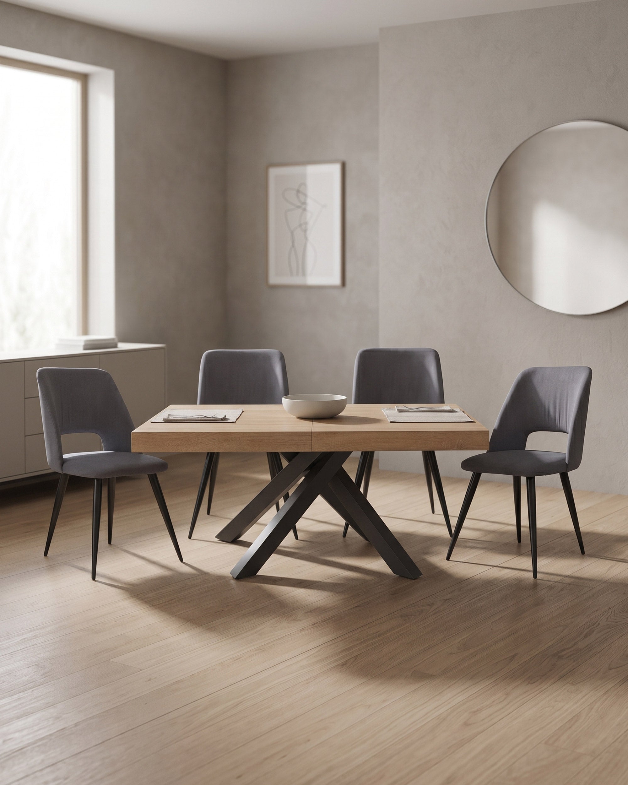 ADAM extendable table + 4 IVY chairs set