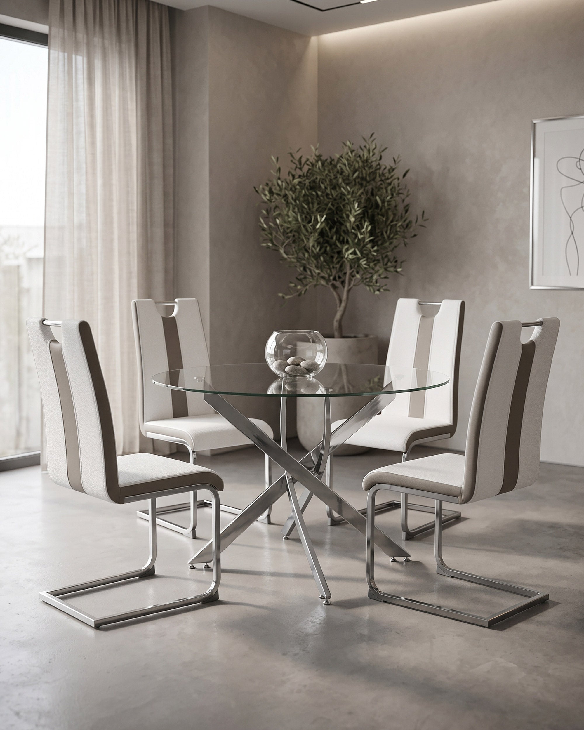 LEONO Round Table Pack + 4 NATALIA II Chairs