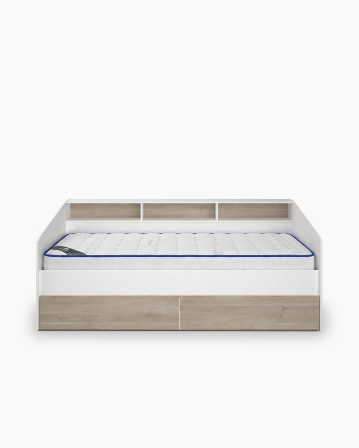 Pack cama individual SLEEP + Colchón HOMYSLEEP SPRING ROLLER + 2 cajones