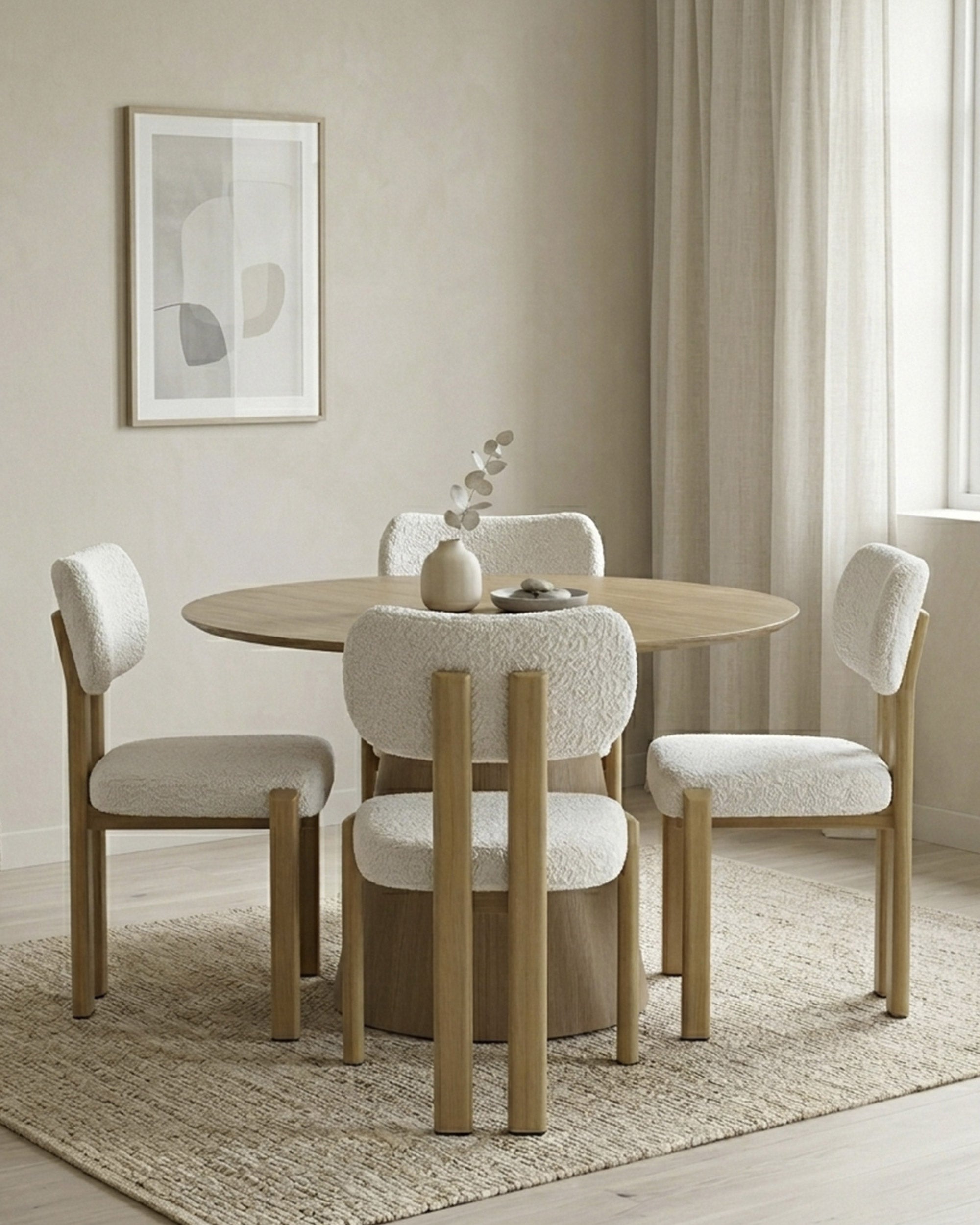 ANATA round dining table + 4 MELODIA chairs set