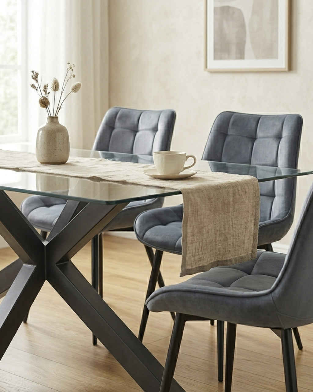 Pack mesa retangular MURPHY + 4 Cadeiras PRADA