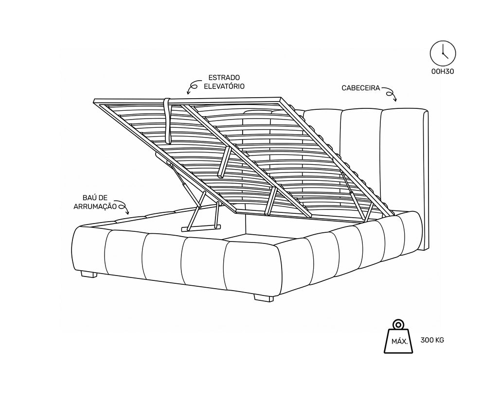 Pack cama de casal elevatória ALBERTINI + Colchão HOMYSLEEP VERA PLUS