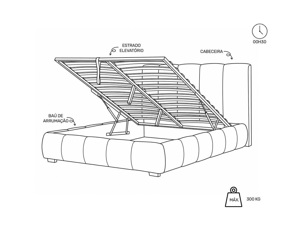 Pack cama de casal elevatória ALBERTINI + Colchão HOMYSLEEP VERA PLUS