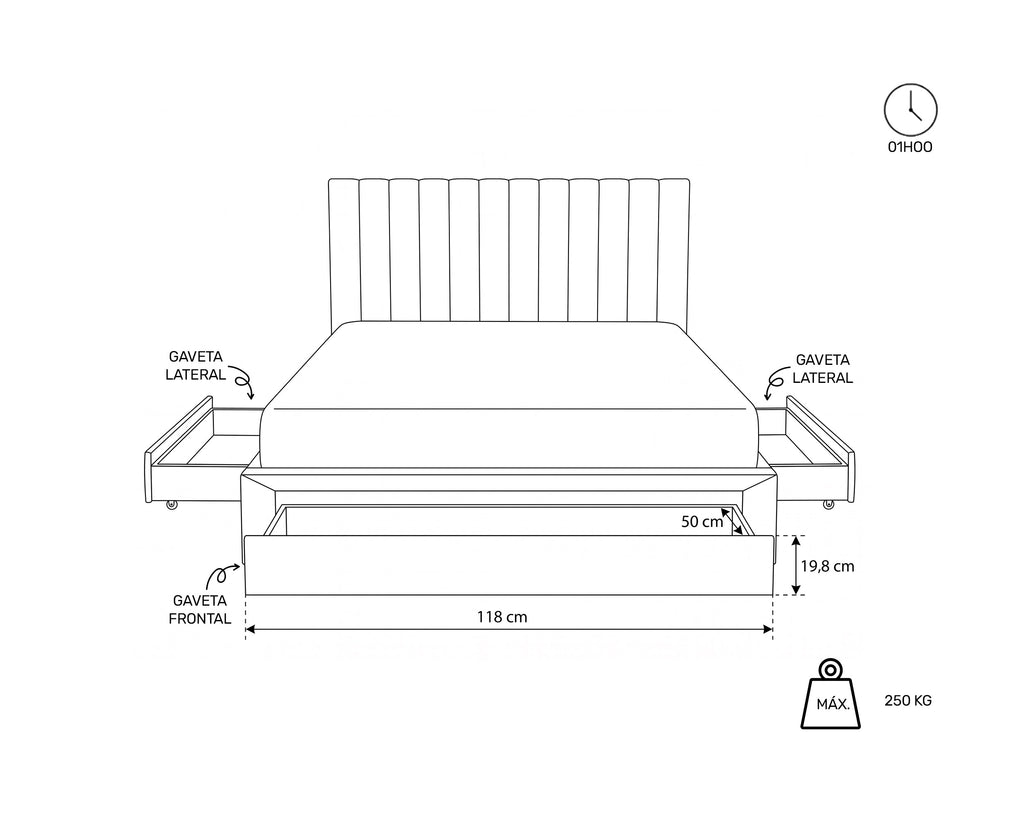 Pack cama de casal BELLA + Colchão HOMYSLEEP ETERNO