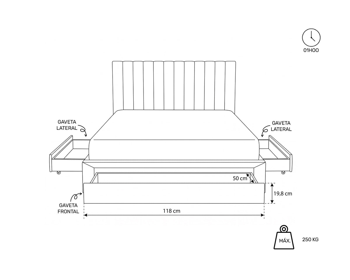 Pack cama de casal BELLA + Colchão HOMYSLEEP ETERNO