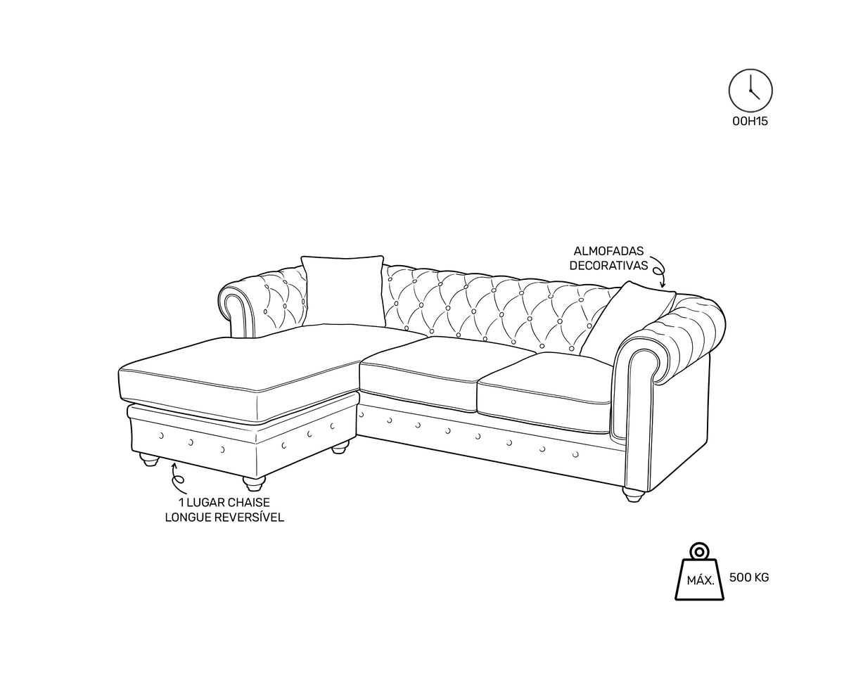 CHESTER Reversible chaise longue sofa