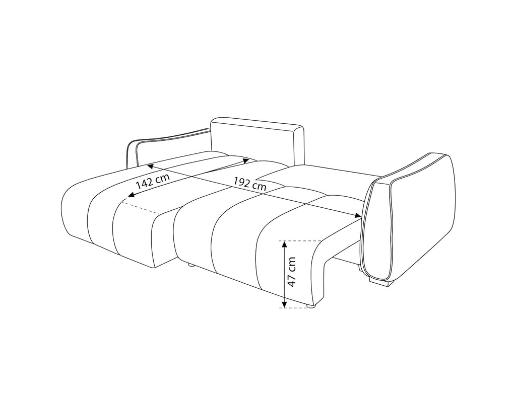 Sofá chaise longue reversível TANK com cama e baús