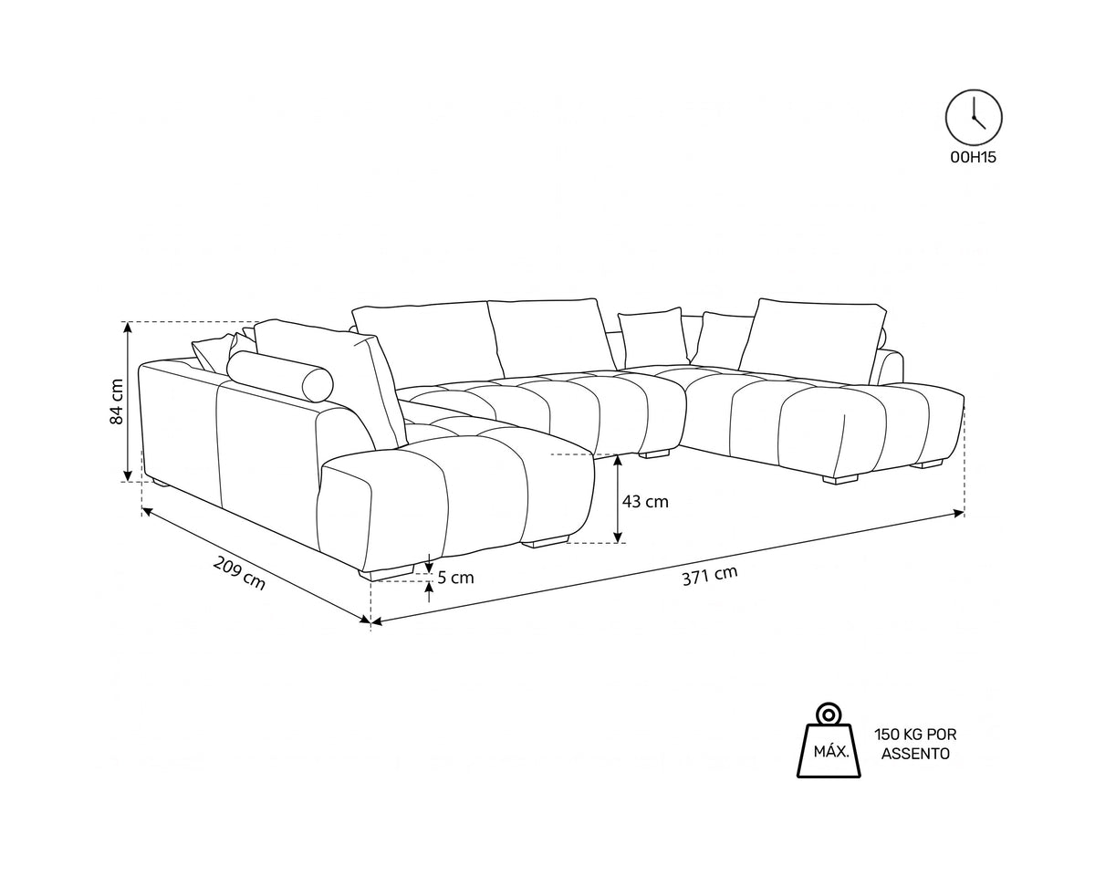 Sofá com dupla chaise longue PANORAMICO