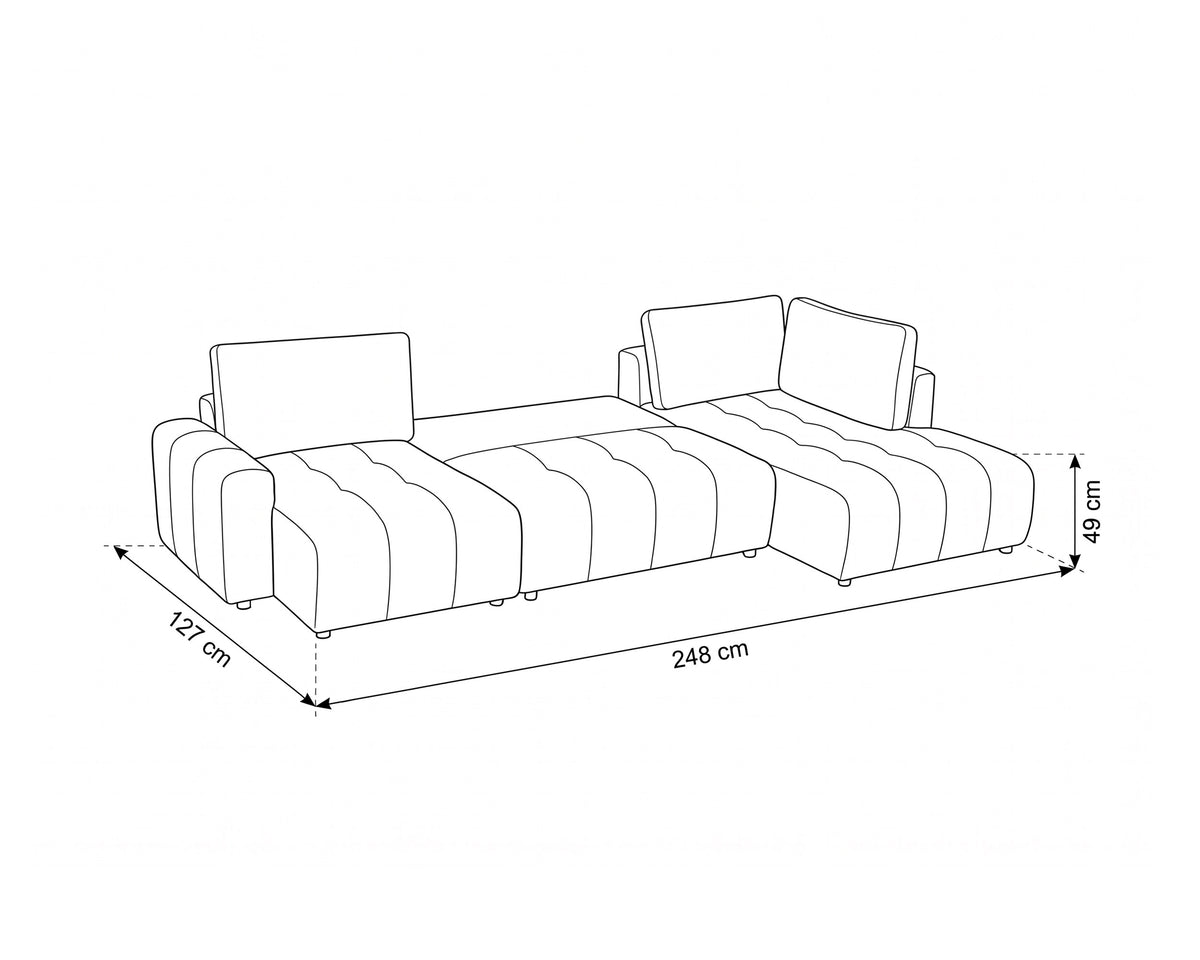 Sofá de canto BRAD com chaise longue,cama e baú