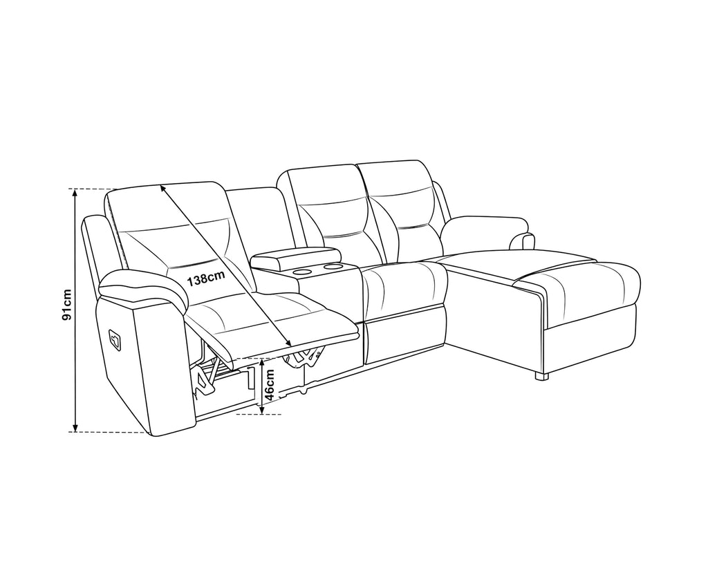 Sofá chaise longue NAMIE relax manual