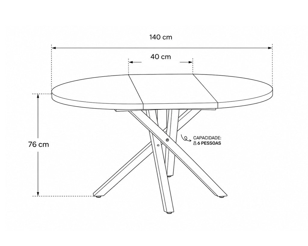 Mesa redonda extensível IVAN (100-140cm)