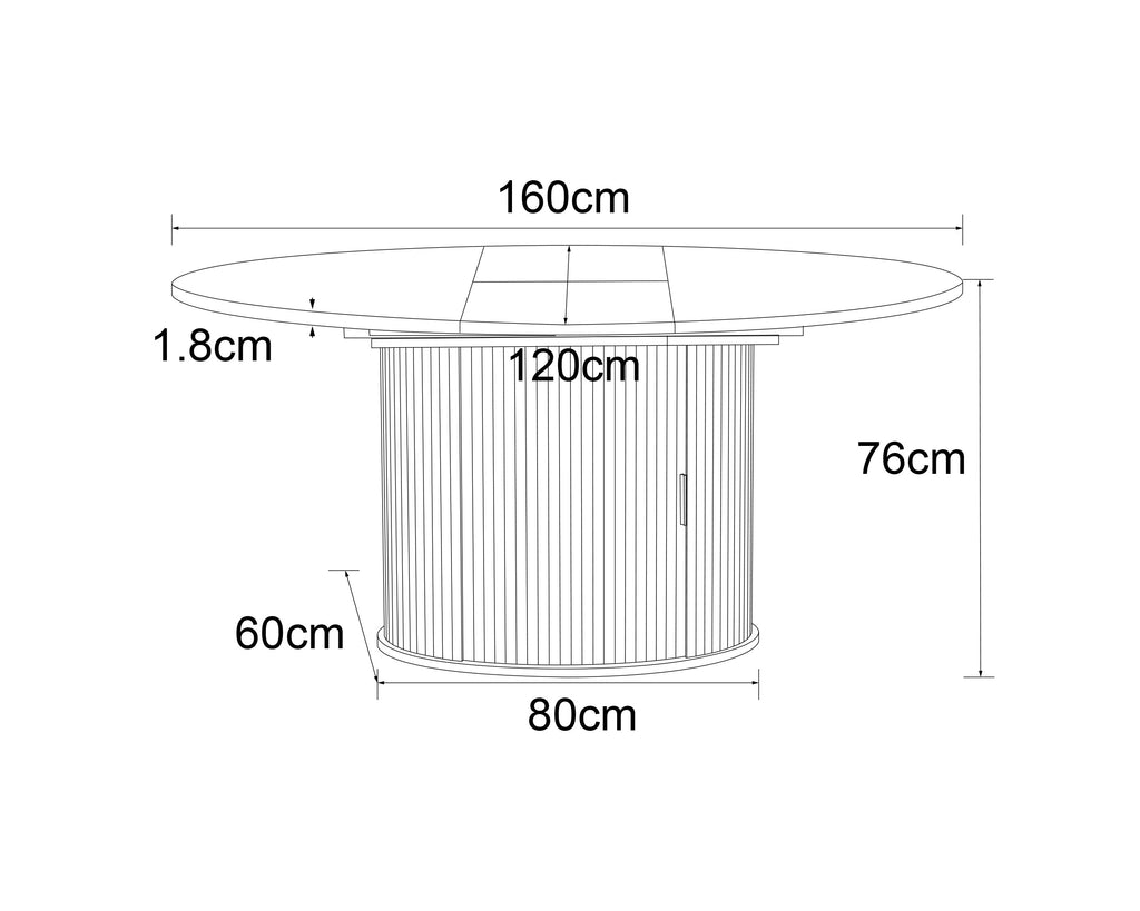 Mesa extensível GORDONIA com arrumação (120-160cm)